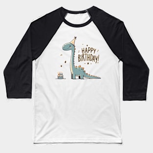 Kawaii Happy Birthday Dinosaur Brontosaurus Party Baseball T-Shirt